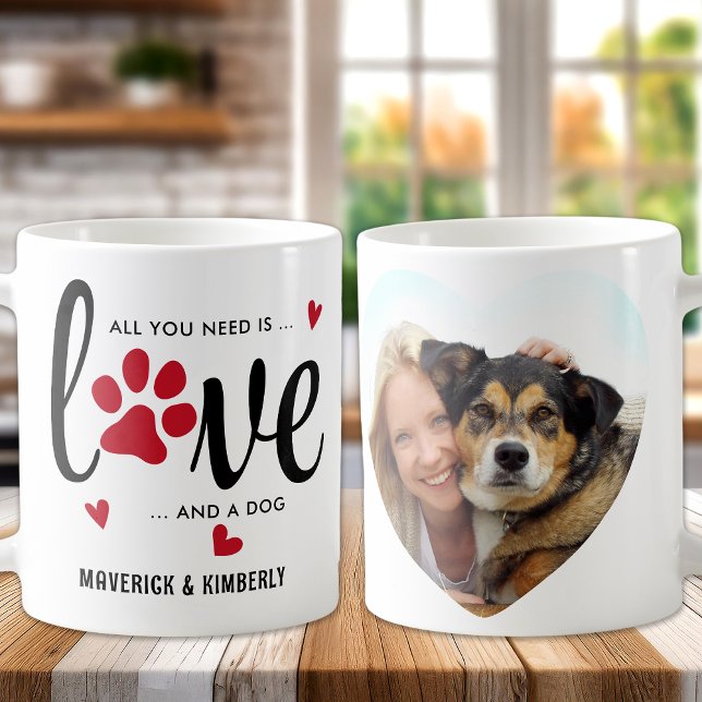 Mug Amour & un chien Personnalisé Coeur Cute Animal Ph (Créateur téléchargé)
