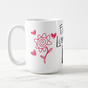 Mug Amour Vie Bonheur Attitude Cœurs Rouges & Fleurs