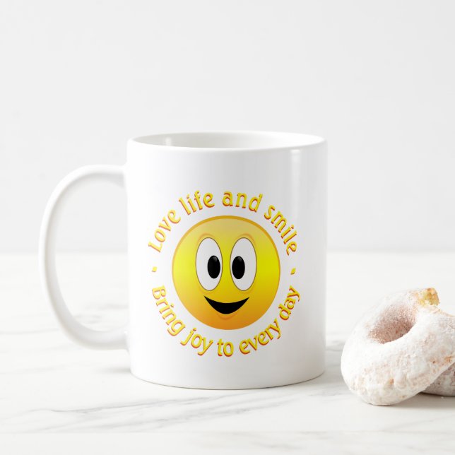 Mug Amour Vie Et Apporter Joy Visage Heureux (Avec donut)