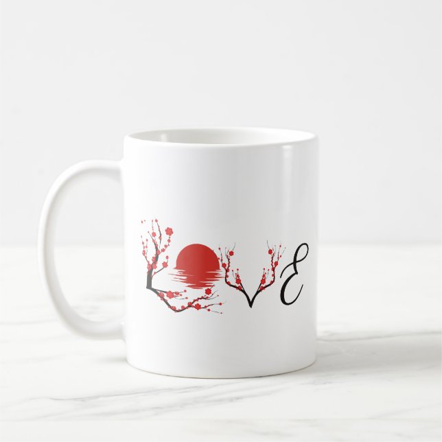Mug Amour Zen : Coucher de soleil sur les cerisiers ja (Gauche)