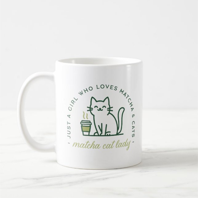Mug Amoureuse de matcha et de chats drôle juste une fi (Gauche)