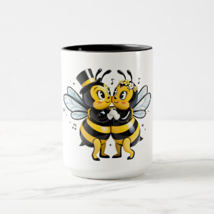 Mug Amoureux d'abeilles adorables partageant une douce