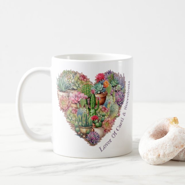 Mug Amoureux De Cactus Et De Succulents En Forme De Co (Avec donut)