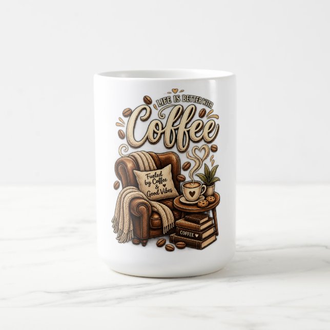 Mug Amoureux de café – La vie est meilleure avec du ca (Centre)