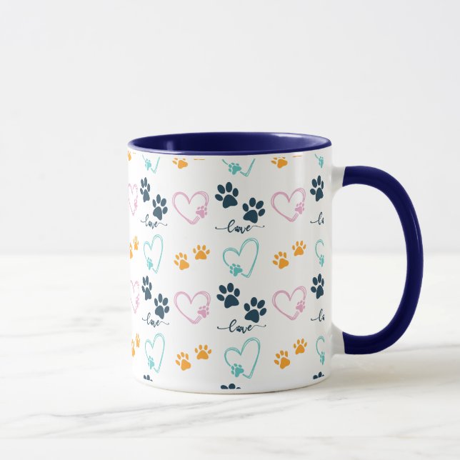 Mug Amoureux de Chien Mignon Empreintes de Patte (Droite)