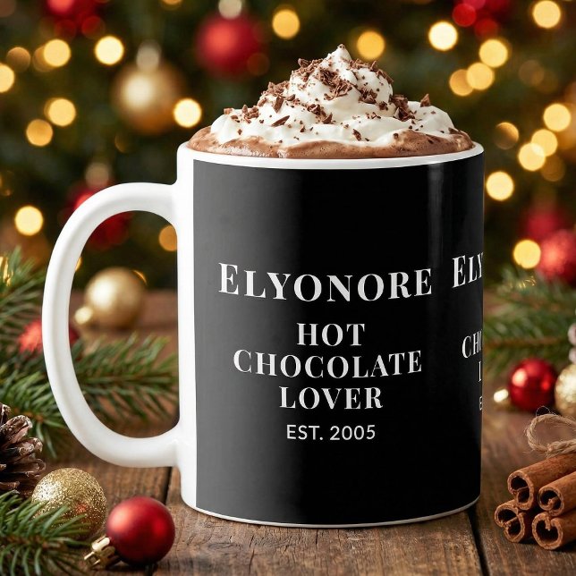 Mug Amoureux de Chocolat Chaud Personnalisé Écriture B (Créateur téléchargé)