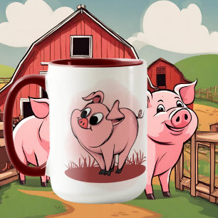 Mug amoureux de cochon mignon ajouter monogramme