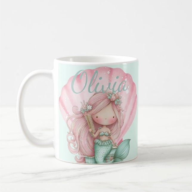 Mug Amoureux de Coquillages de Sirène Nom  (Gauche)
