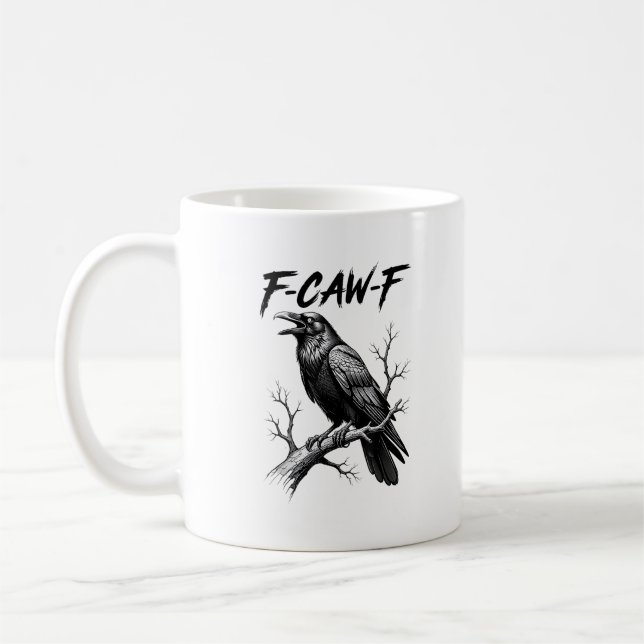 Mug Amoureux de corbeau F Caw F Mème Style Classique (Gauche)