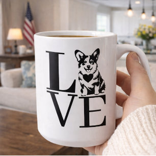 Mug Amoureux de Corgi 'AMOUR' Mères de chiens Parents