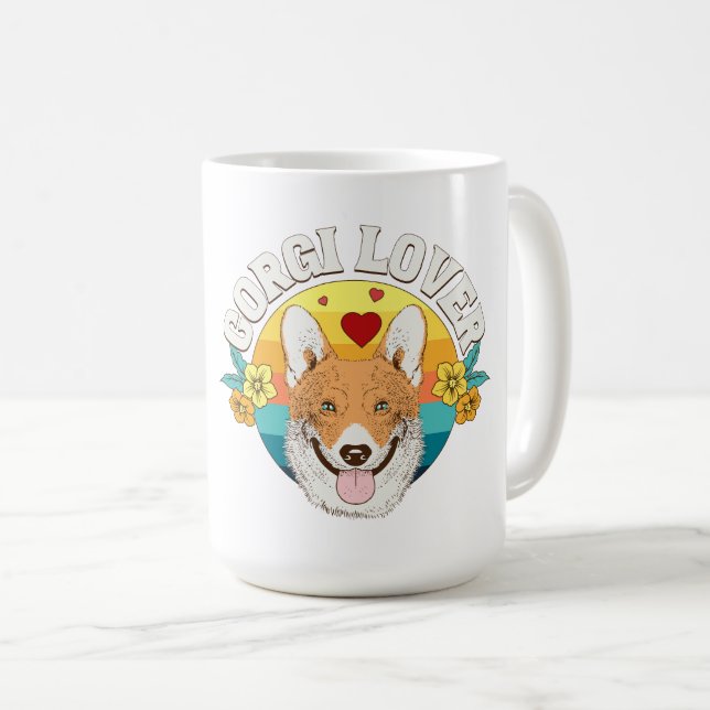 Mug AMOUREUX DE CORGI arc-en-ciel (Devant droit)