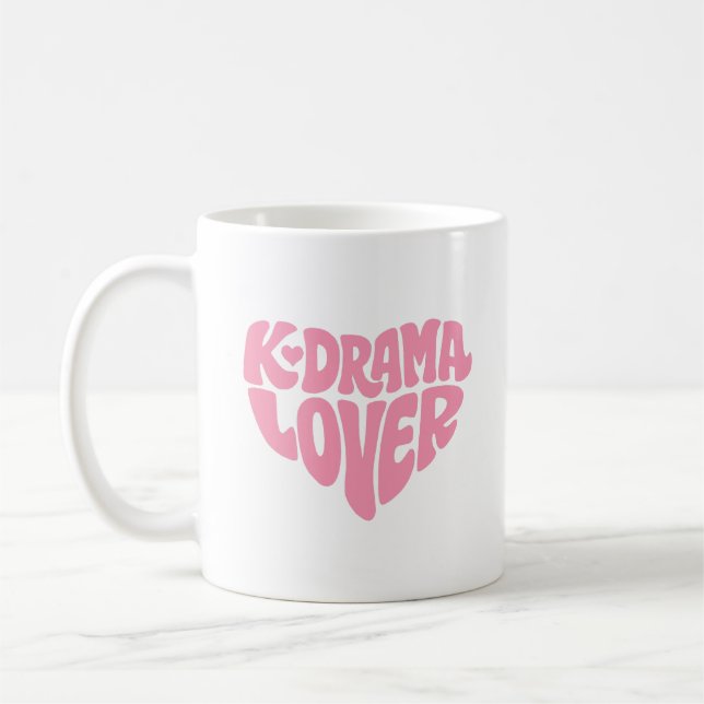 Mug Amoureux de Kdrama Simple Cœur Rose Minimal Typogr (Gauche)