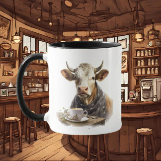 Mug amoureux de la vache mignonne ajouter monogramme