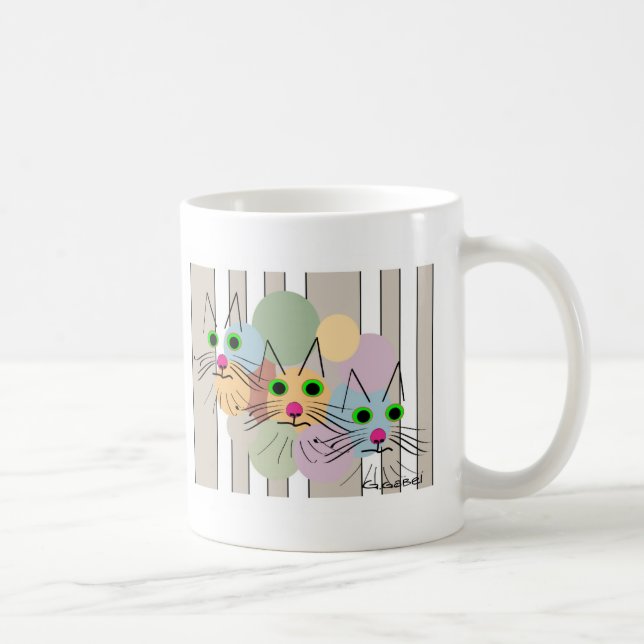 Mug Amoureux de les chats art de chat de "trois amis" (Droite)
