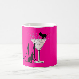 Mug Amoureux de les chats Hot rose Monogramme moderne
