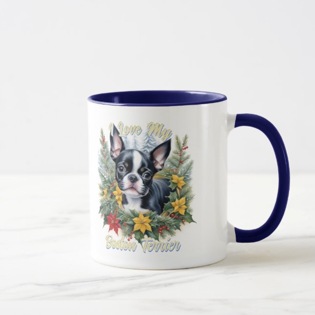 Mug Amoureux de les chiens adorable Boston Terrier thè (Droite)