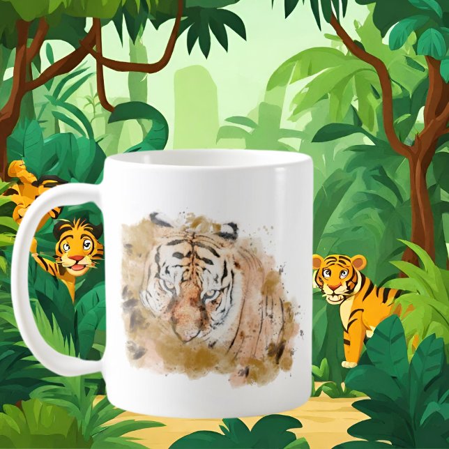 Mug amoureux de tigre mignon ajouter monogramme (Créateur téléchargé)