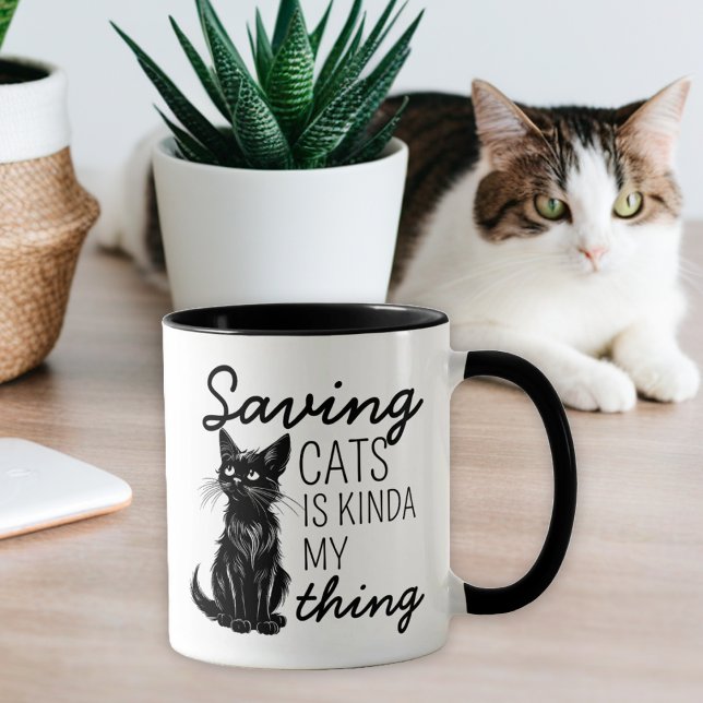 Mug Amoureux des chats de chats à économie noire (Créateur téléchargé)