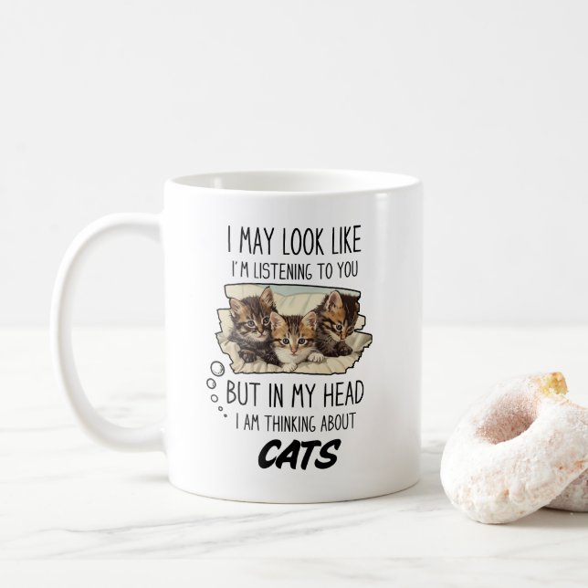 Mug Amoureux des chats drôle (Avec donut)