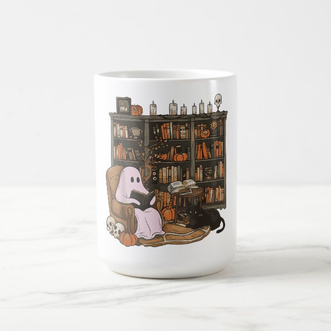 Mug Amoureux des chats du livre de lecture Ghost Hallo (Centre)