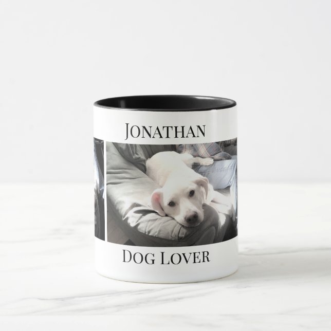Mug Amoureux des chiens 3 Photo Cute Puppy Nom personn (Centre)