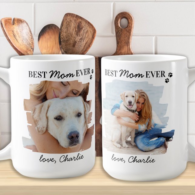 Mug Amoureux des chiens Best Mom Ever Personnalisé Ani (Créateur téléchargé)