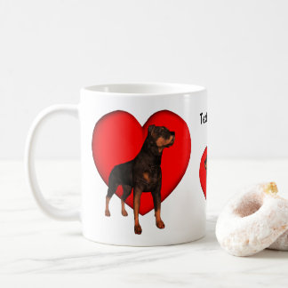 Mug Amoureux des chiens de coeur Rottweiler personnali
