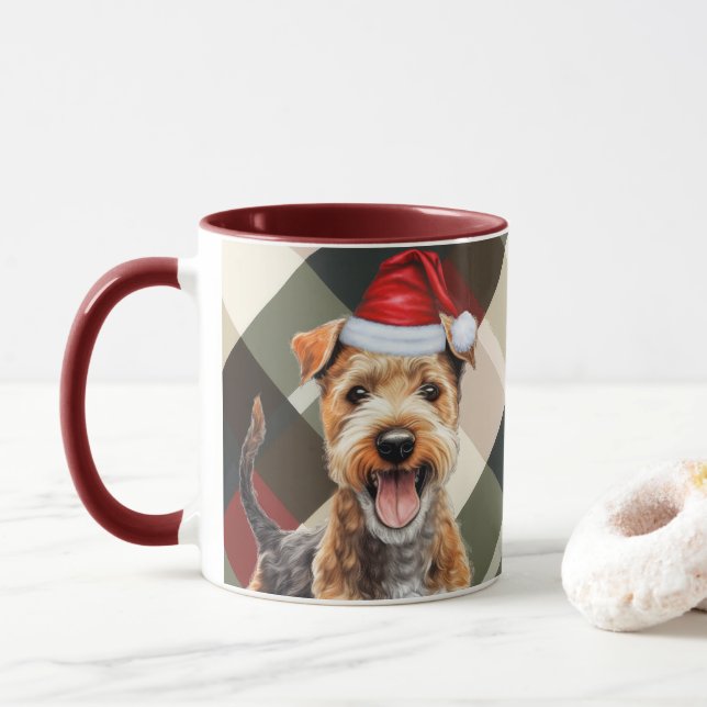 Mug Amoureux des chiens Lakeland Terrier Holiday Plaid (Avec donut)