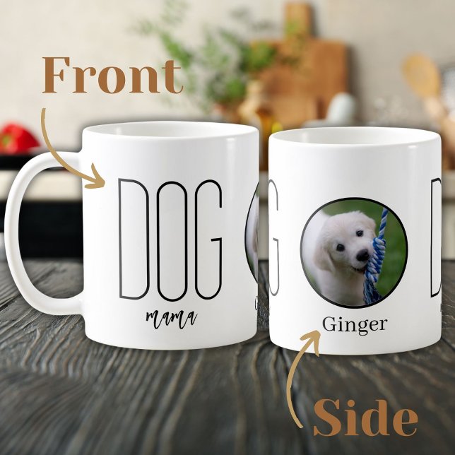 Mug Amoureux des chiens photo Dog Mama avec nom Coffee (Créateur téléchargé)