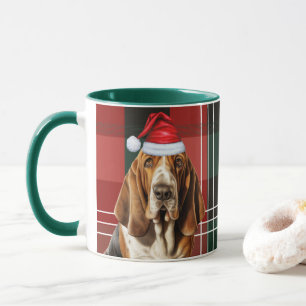 Mug Amoureux des chiens Red Green Plaid Basset Hound