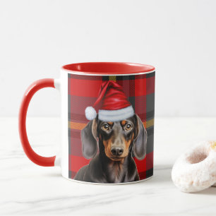 Mug Amoureux des chiens Red Plaid Lisse Dachshund Vaca