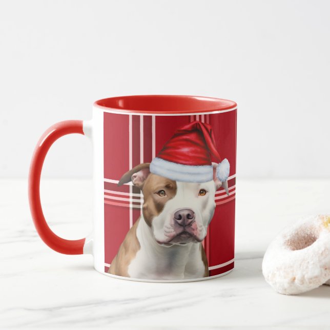 Mug Amoureux des chiens Staffordshire Holiday Red Plai (Avec donut)