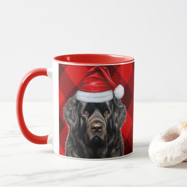 Mug Amoureux des chiens Terre-Neuve Holiday Buffalo Pl (Avec donut)