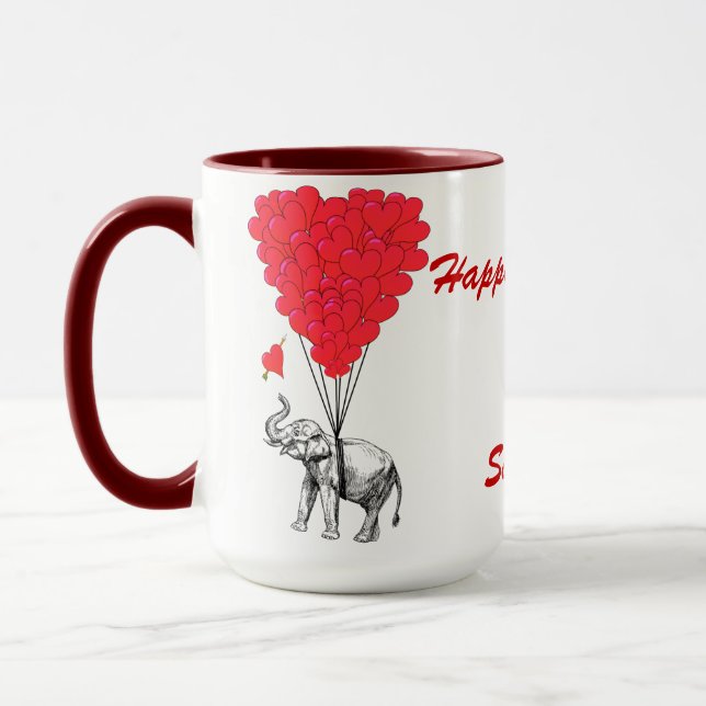 Mug Amoureux des éléphants amusants Valentines (Gauche)
