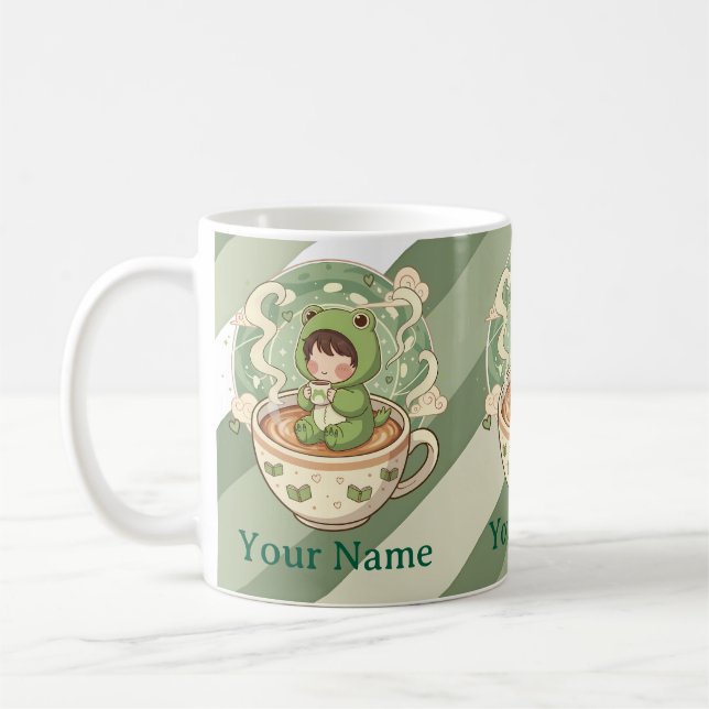 Mug Amoureux du Café avec une Grenouille Mignonne (Gauche)