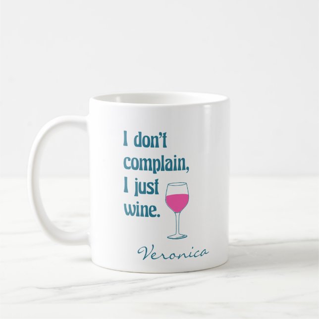 Mug Amoureux Du Vin Drôle Dire Turquoise Nom Rose (Gauche)