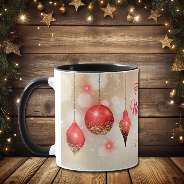 Mug Ampoules de Parties scintillant rouge Feliz Navida (Créateur téléchargé)