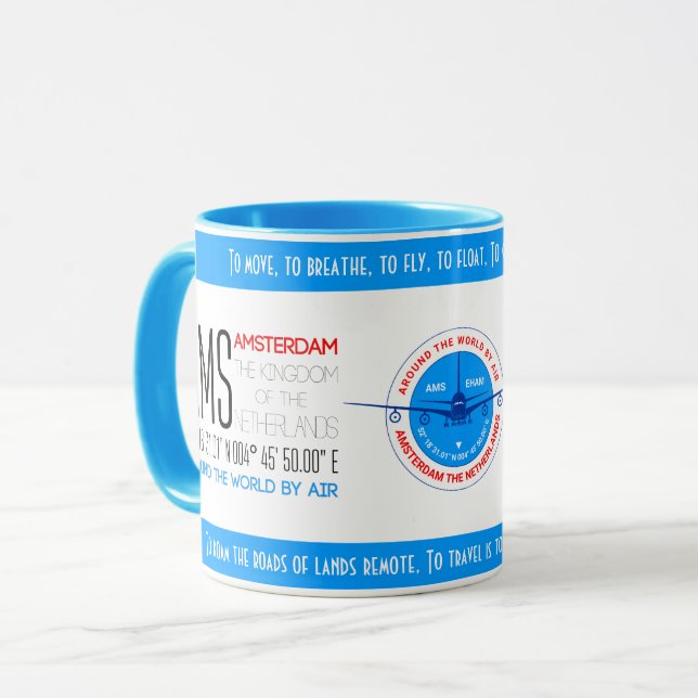 Mug Amsterdam, Pays-Bas élégant (Devant gauche)
