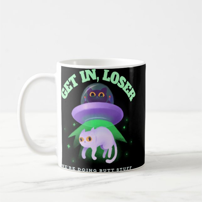 Mug Amusant Alien De Chat Ufo Enduction Nous Faisons B (Gauche)