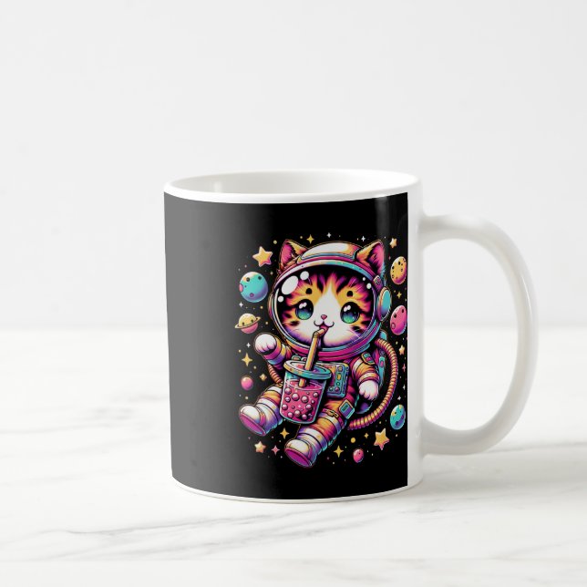 Mug Amusant astronaute espace Kawaii Boba Tea Cat (Droite)