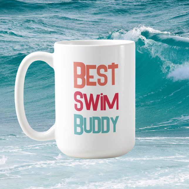 Mug Amusant Best Swim Buddy Natation Moderne Typograph (Créateur téléchargé)