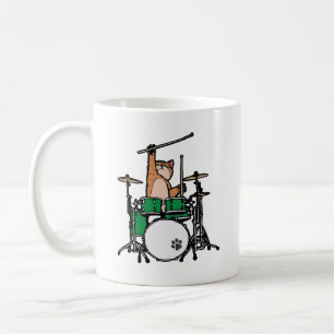 Mug Amusant Chat Jouer Des Tambours, Batteur À Chat, 