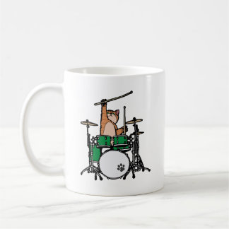 Mug Amusant Chat Jouer Des Tambours, Batteur À Chat, D