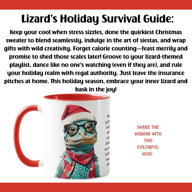 Mug Amusant Conseils De Survie De Vacances D'Un Lizard (Créateur téléchargé)