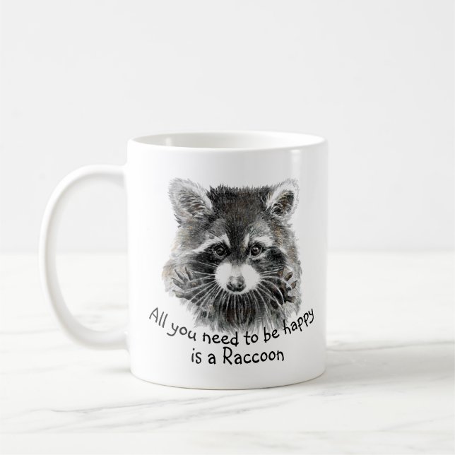 Mug Amusant Couleur d'eau douce Raccoon Inspirationnel (Gauche)