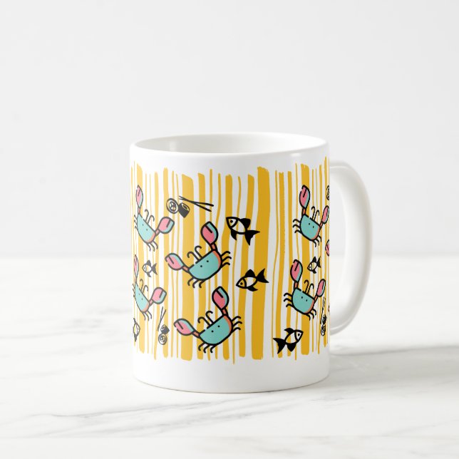 Mug Amusant crabe de mer poisson  (Devant droit)