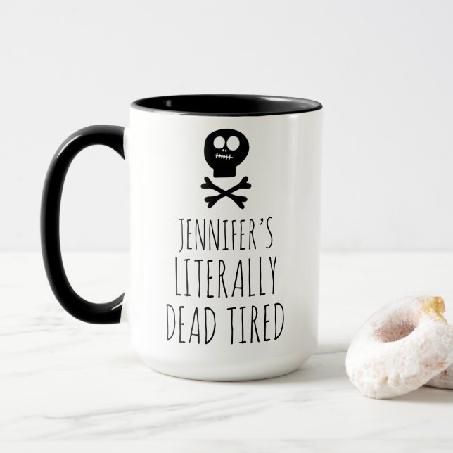 Mug Amusant de café mort fatigué sur mesure (Avec donut)