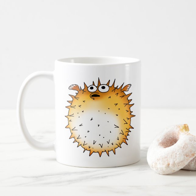 Mug Amusant dessin animé Puffer Poisson Design (Avec donut)