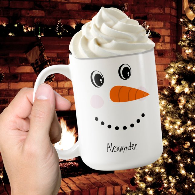 Mug Amusant Happy Face Snowman Noël Hot Coco Deux To (Créateur téléchargé)