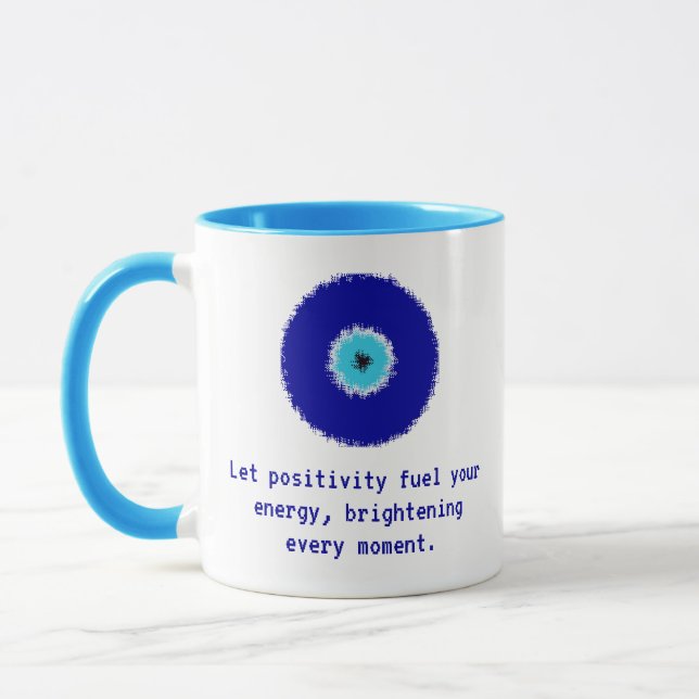 Mug Amusant Inspirationnel Pixelé Mal Bleu Amulet Oeil (Gauche)